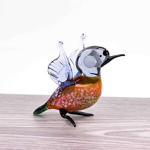 IJsvogel glazen vogel met open vleugels 12x9x7 cm