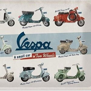 Vespa A Small Car On Two Wheels Metalen Wandplaat