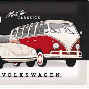 Wandbord Volkswagen meet the classics  30x40cm