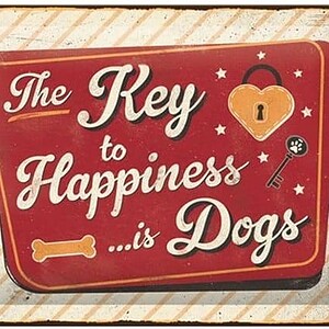 Key to Happiness Metalen wandbord in reli?f 15 x 20 cm.