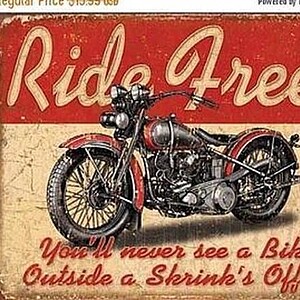 Ride Free Retro wandbord Motor Amerika USA metaal.
