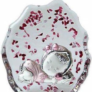 Kraamcadeau Kristal en Zilver H12 cm.