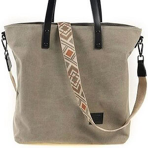 Groen grijs Oxford canvas schoudertas / shopper