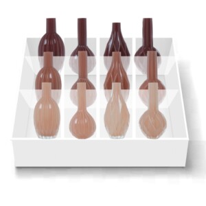 Fles vaas Display 4 assorti 12x9cm