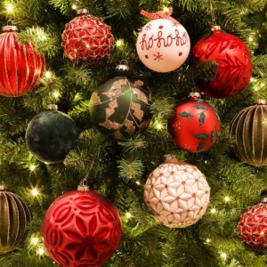 Kerstbal Chloe L rood-goud