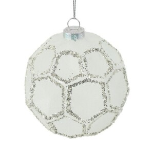 Kerstbal Hexa S wit-zilver