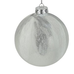Kerstbal Lispe M wit-zilver