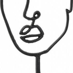 Light & Living Deco Beeld Face Metaal Zwart 24 x 37 x 6 cm (BxHxD)