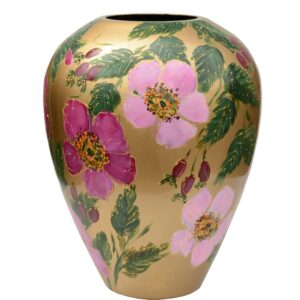 Handbeschilderde Vase the World Vaas Kander M rosehip gold